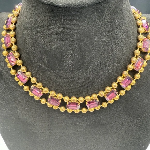 Art Deco amethyst glass necklace - Picture 3 of 14